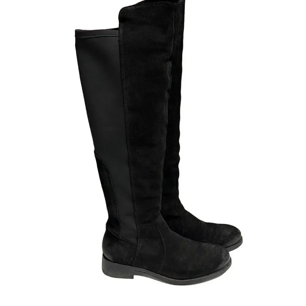 Bos & Co Bunt Black Suede Waterproof Tall Riding Boot Size 40